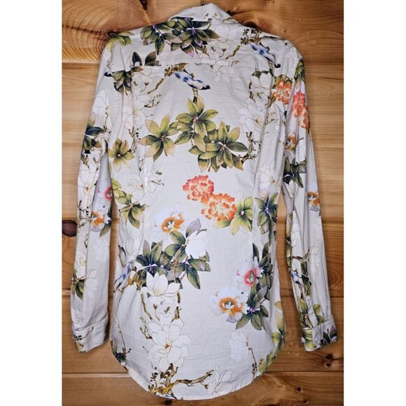 Father & Son Size Medium Stretch Slim Fit White Orange Floral & Bluebird Design - Picture 12 of 12